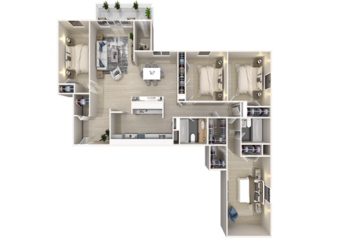 Floor plan for 4 beds, 2 baths, 1583 sqft